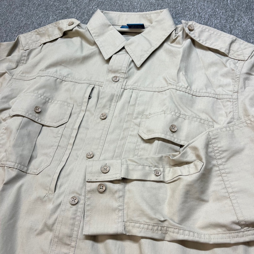 Propper Mens Tan Khaki Tactical Long Sleeve Ripstop Shirt Large Regular L/R